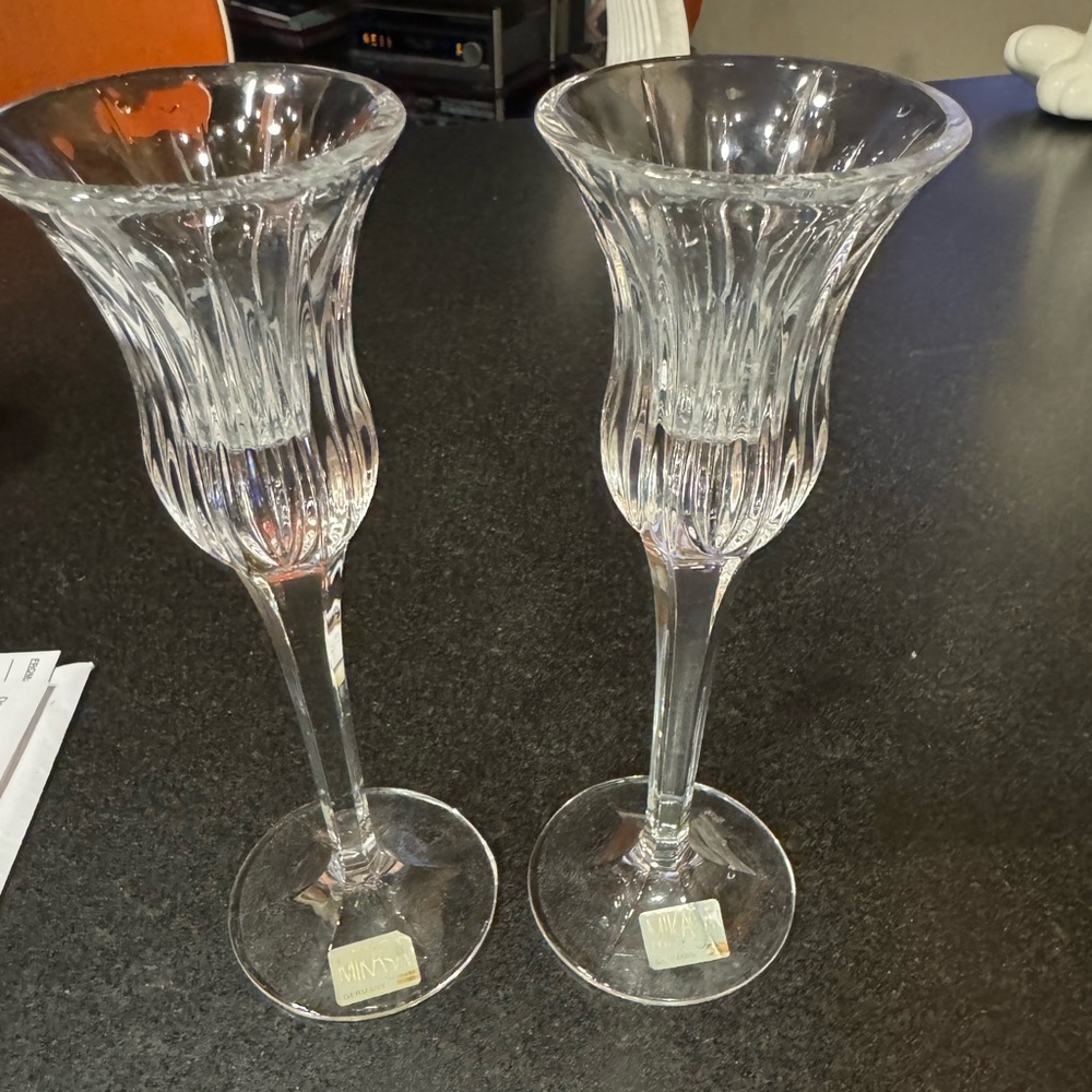 Elegant Mikasa Crystal Champagne Flutes